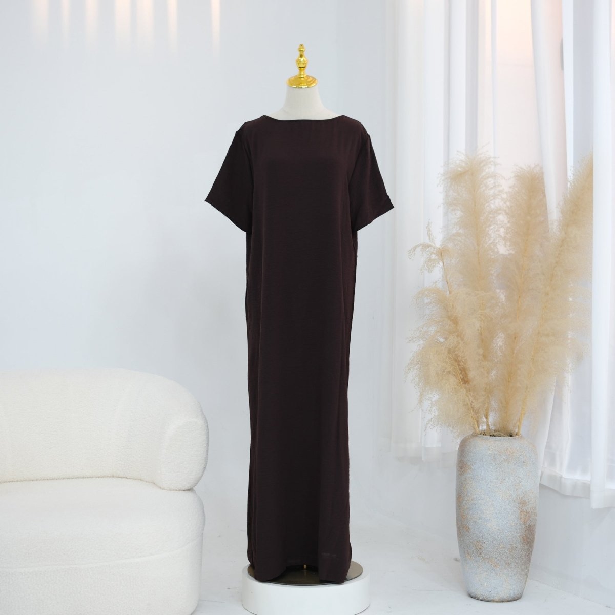 Ice Silk Crinkle Basic Dress(MA392) - Mariam's Collection