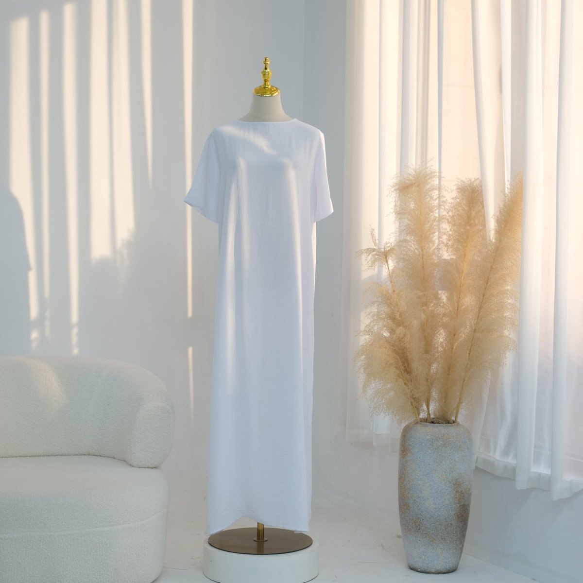 Ice Silk Crinkle Basic Dress(MA392) - Mariam's Collection