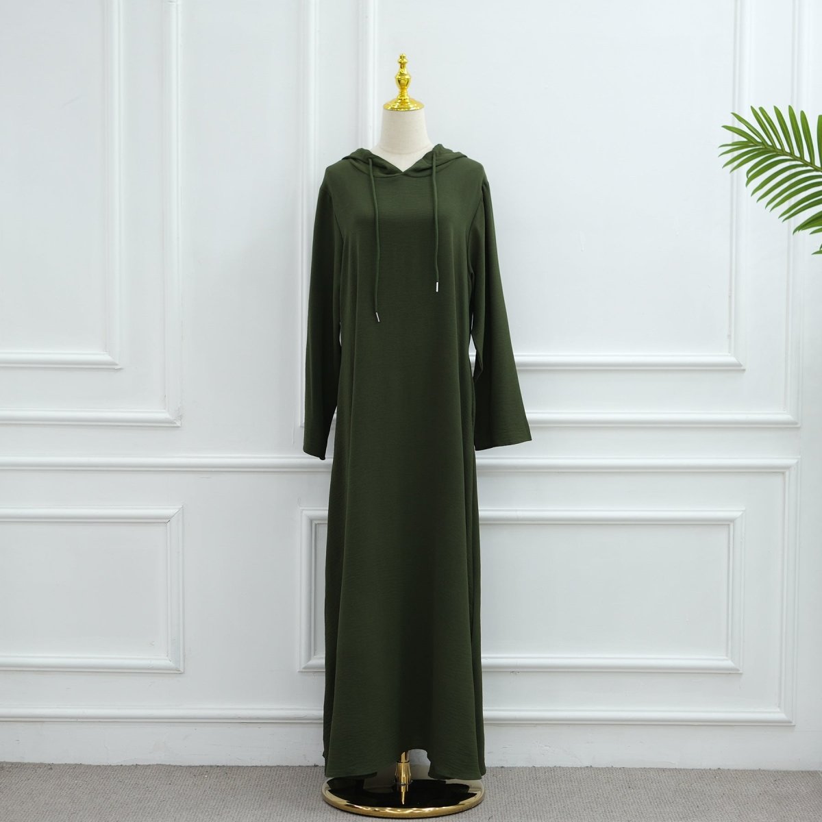 Ice Silk Crinkle Hooded Dress with Pockets(MA393) - Mariam's Collection