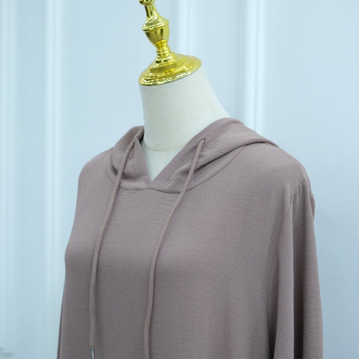 Ice Silk Crinkle Hooded Dress with Pockets(MA393) - Mariam's Collection