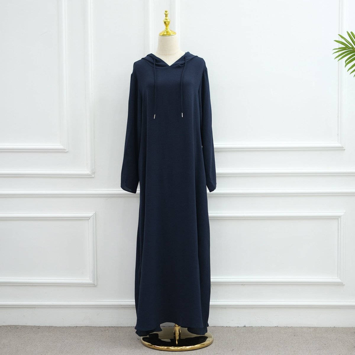 Ice Silk Crinkle Hooded Dress with Pockets(MA393) - Mariam's Collection