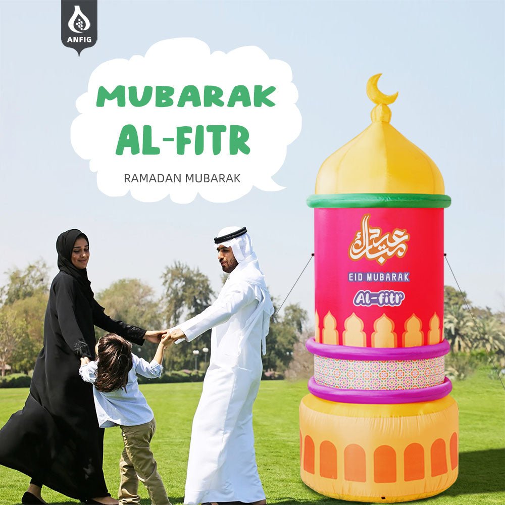 Inflatable 7.5FT Mabrook Al - Iftitah Mosque Decor with LED Lights – Ramadan & Eid Yard Decoration for Outdoor, Lawn, Garden, Party, Store Opening (MAC237） - Mariam's Collection