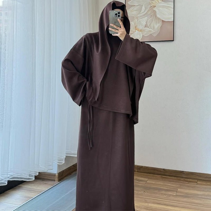Integrated Hijab Hoodie & Maxi Skirt Set(MS194) - Mariam's Collection