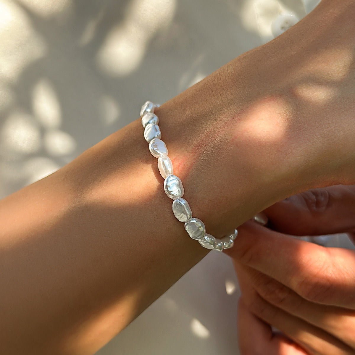 Irregular Freshwater Pearl Baroque Bracelet with Silver Clasp. (MAC252) - Mariam's Collection