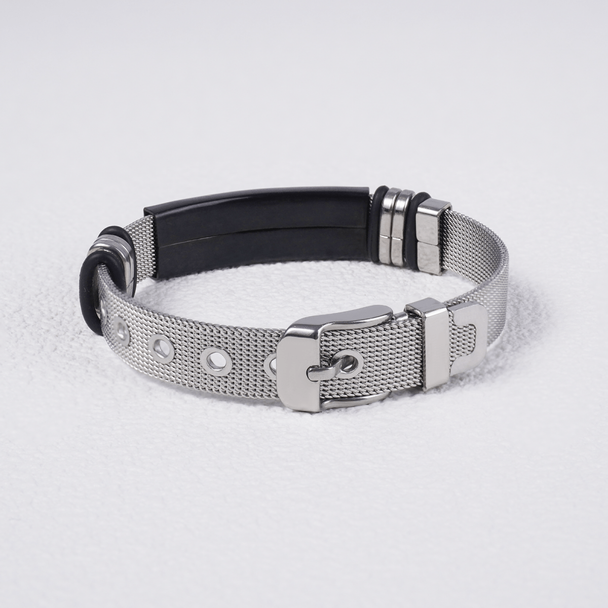 Islamic Calligraphy Silver Mesh Bracelet Premium Muslim Prayer Wristband with Arabic Script Design. (MAC243) - Mariam's Collection