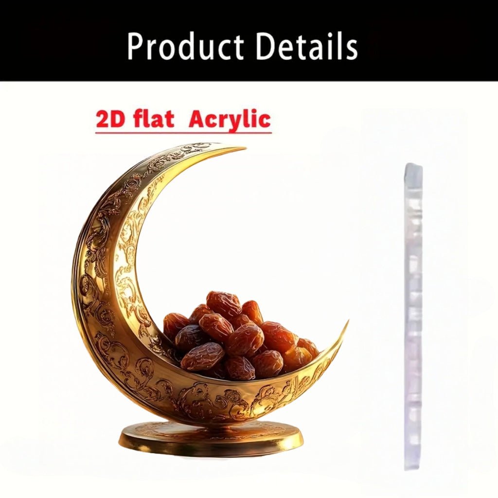 Islamic Crescent with Islamic Motifs Acrylic Desktop Ornament (MAC398) - Mariam's Collection