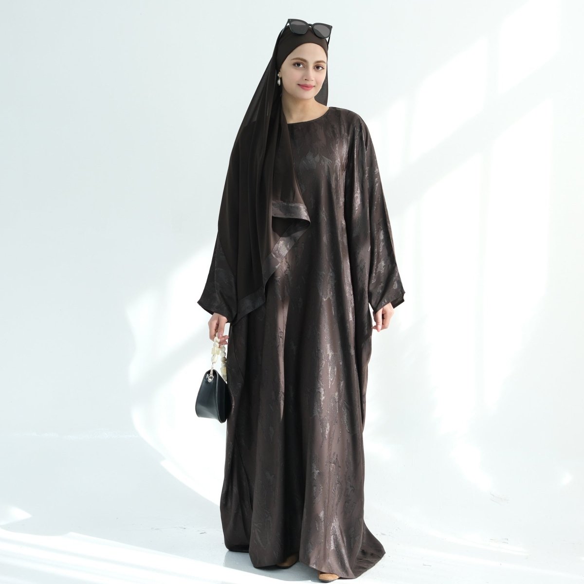 Jacquard Batwing Maxi Abaya(MA447) - Mariam's Collection
