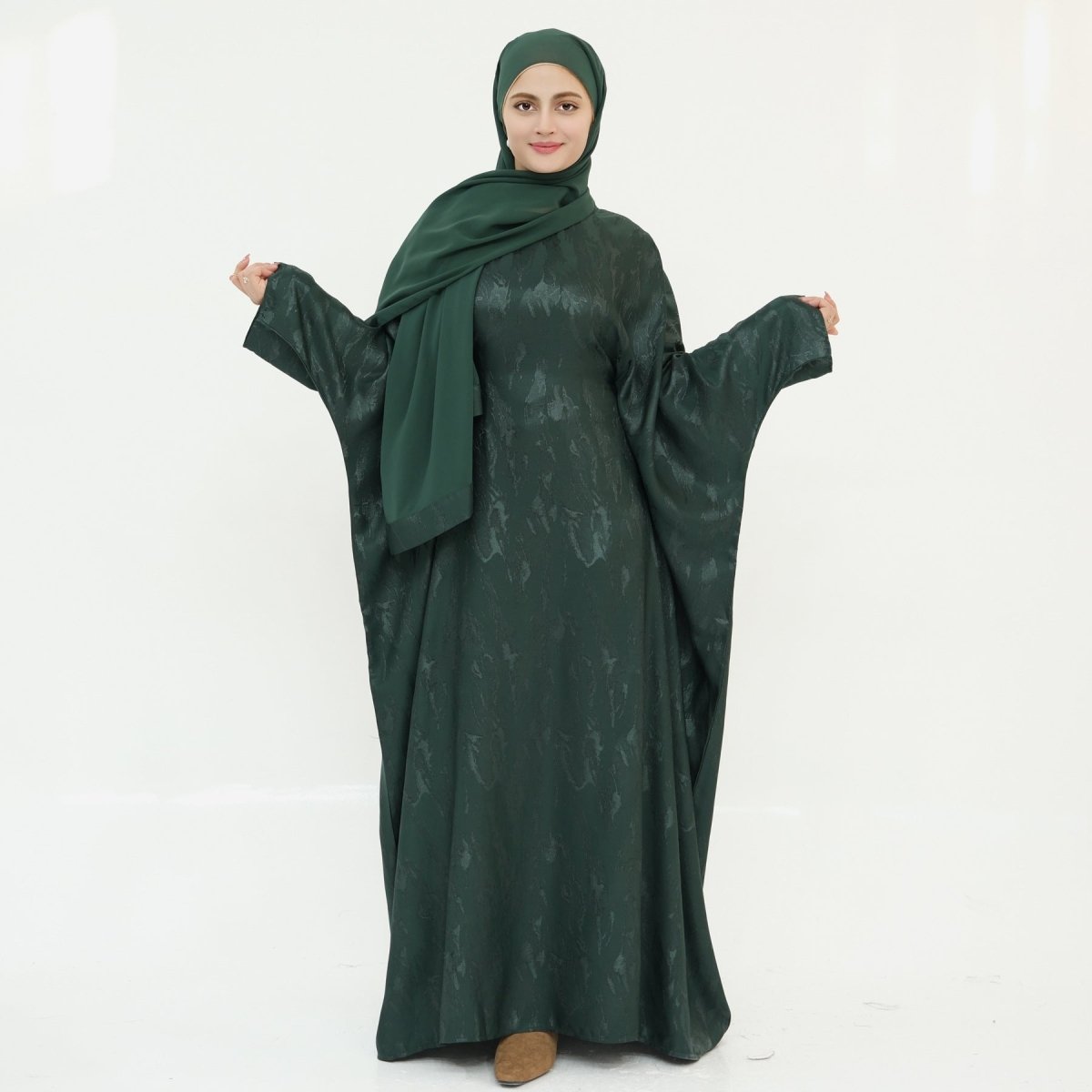 Jacquard Batwing Maxi Abaya(MA447) - Mariam's Collection