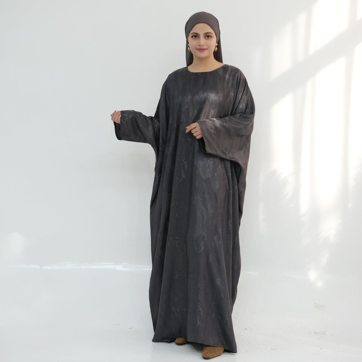 Jacquard Batwing Maxi Abaya(MA447) - Mariam's Collection