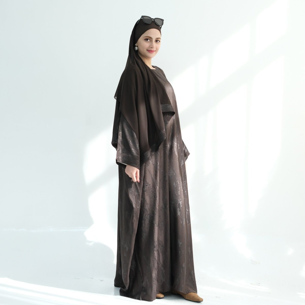 Jacquard Batwing Maxi Abaya(MA447) - Mariam's Collection