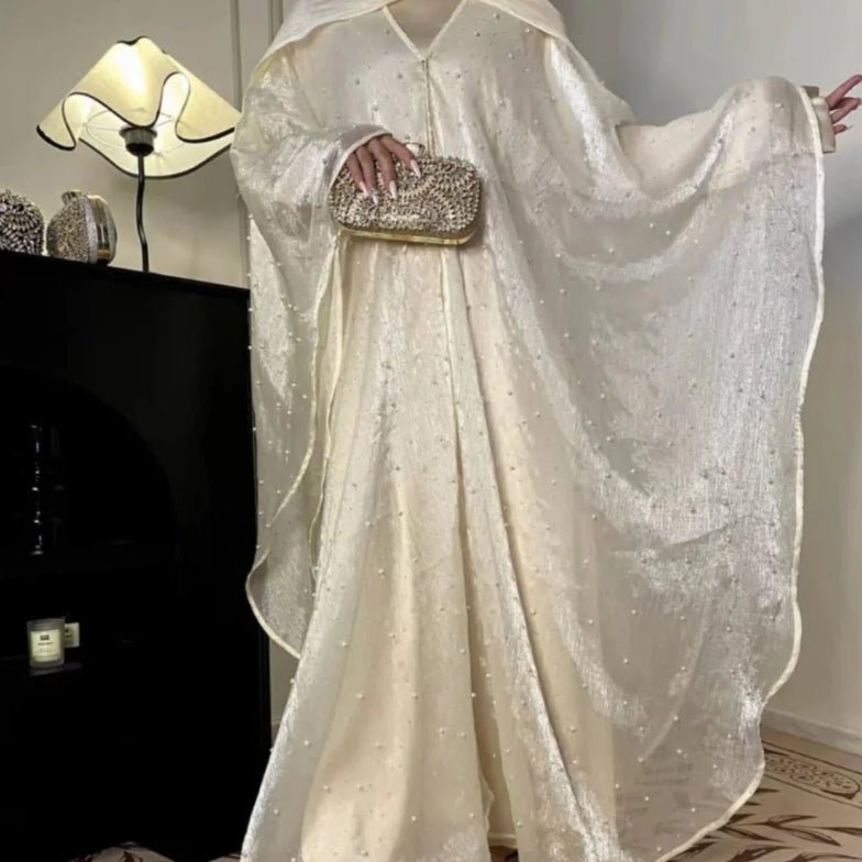 Kaftan Beaded Dazzling Shiny Open Abaya 2 - Piece Set (MOA111) - Mariam's Collection