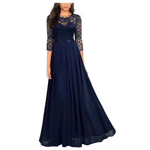 Lace Bodice Chiffon Maxi Dress(MS331) - Mariam's Collection