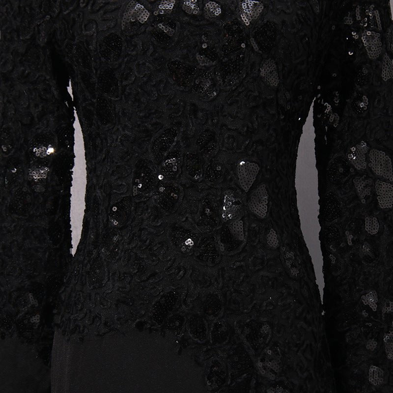 Lace Embroidered Mermaid Gown | Vintage Elegant Fishtail Maxi Dress (MS215) - Mariam's Collection