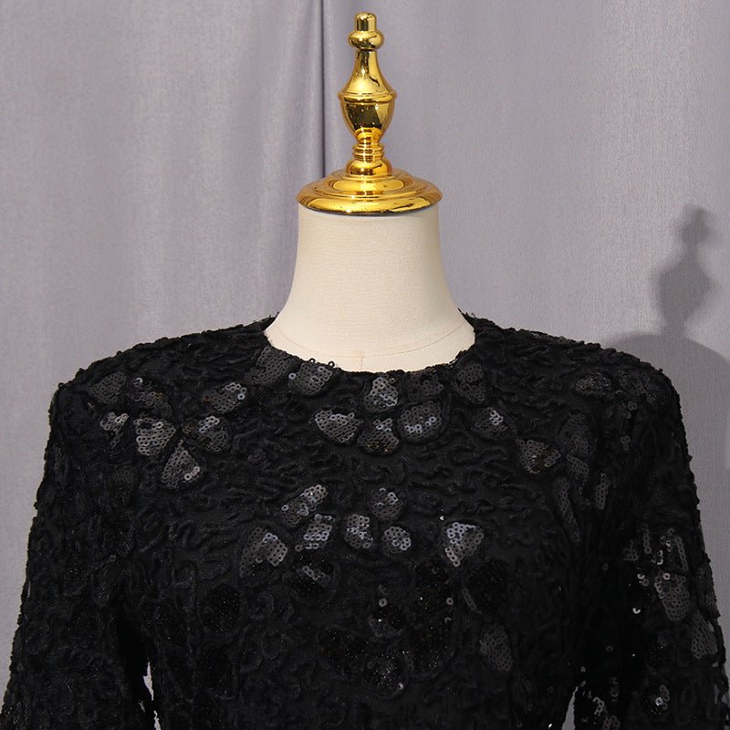 Lace Embroidered Mermaid Gown | Vintage Elegant Fishtail Maxi Dress (MS215) - Mariam's Collection