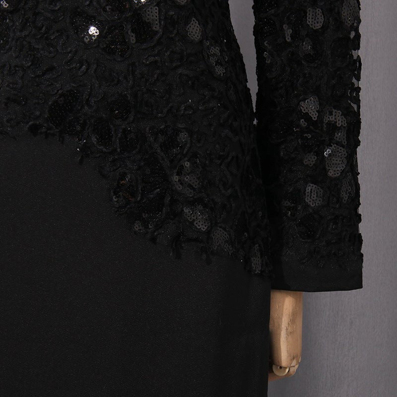 Lace Embroidered Mermaid Gown | Vintage Elegant Fishtail Maxi Dress (MS215) - Mariam's Collection