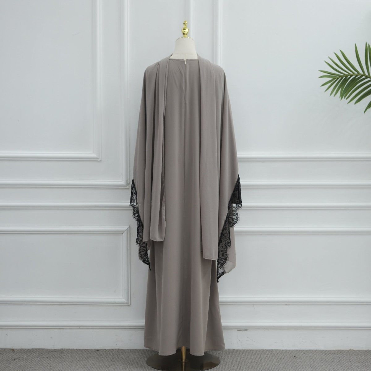 Lace Splice Nida Maxi Dress & Hijab Set(MA444) - Mariam's Collection
