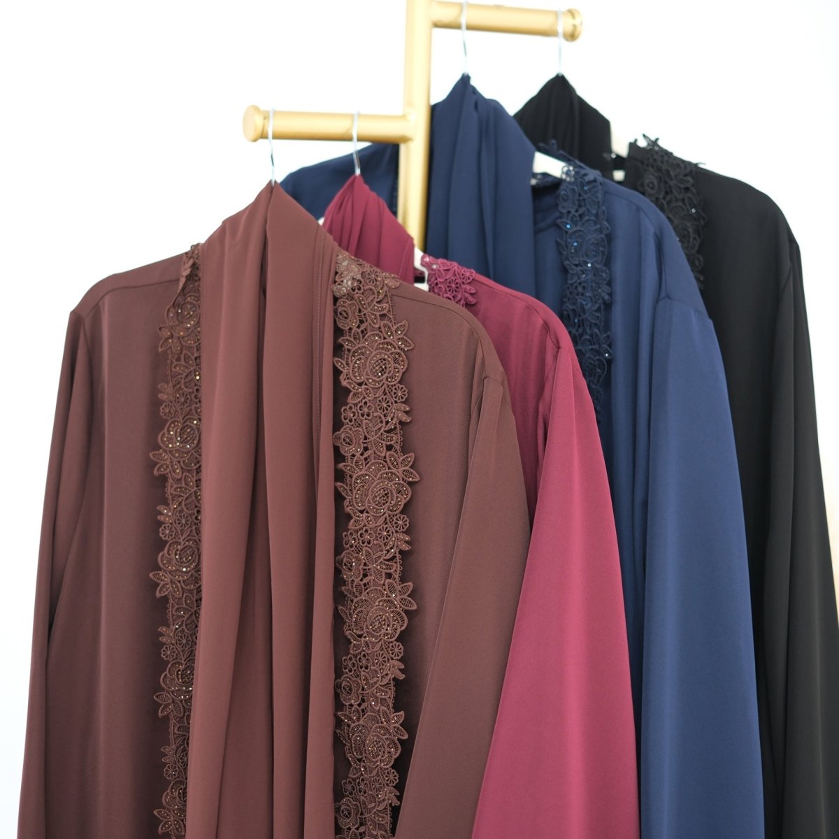 Lace-Trim Nida 3-Piece Abaya Set(MOA330) - Mariam's Collection