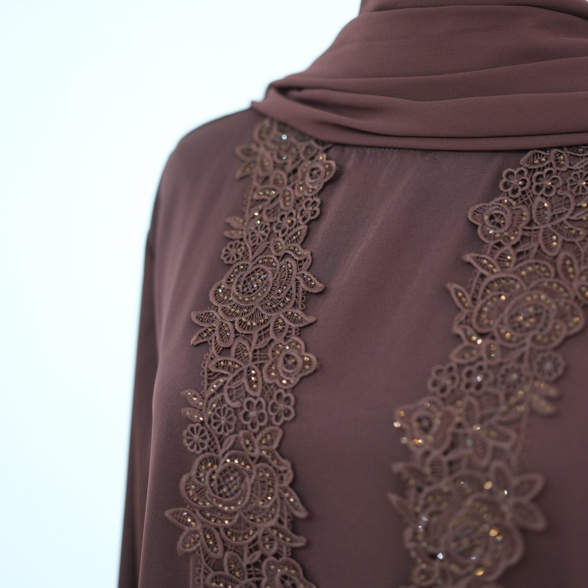 Lace-Trim Nida 3-Piece Abaya Set(MOA330) - Mariam's Collection