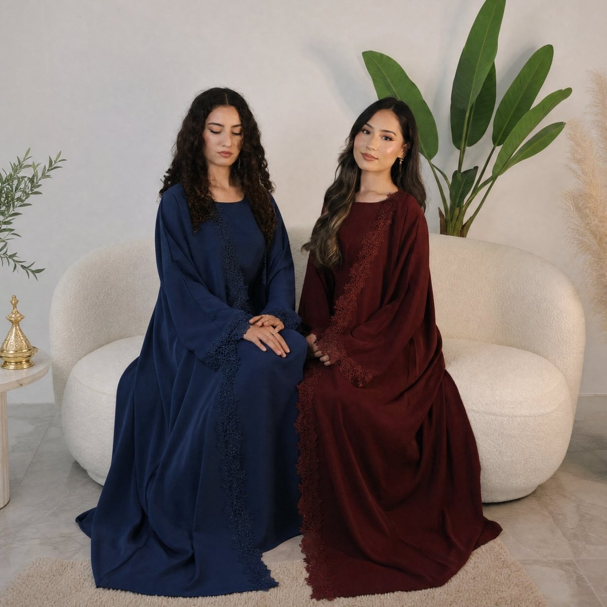 Lace-Trim Nida 3-Piece Abaya Set(MOA330) - Mariam's Collection