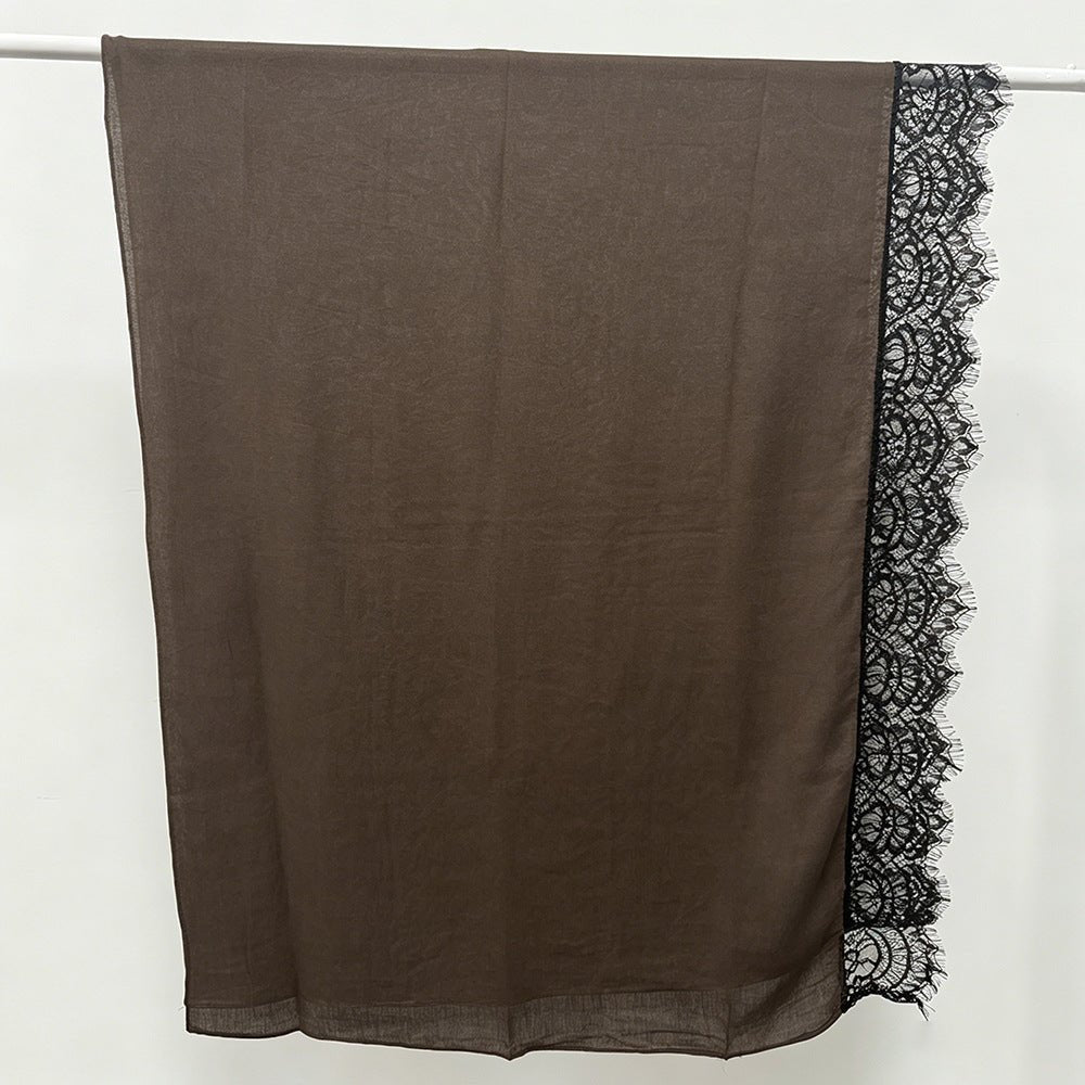 Lace Trim Rayon Hijab Scarf(MH211) - Mariam's Collection