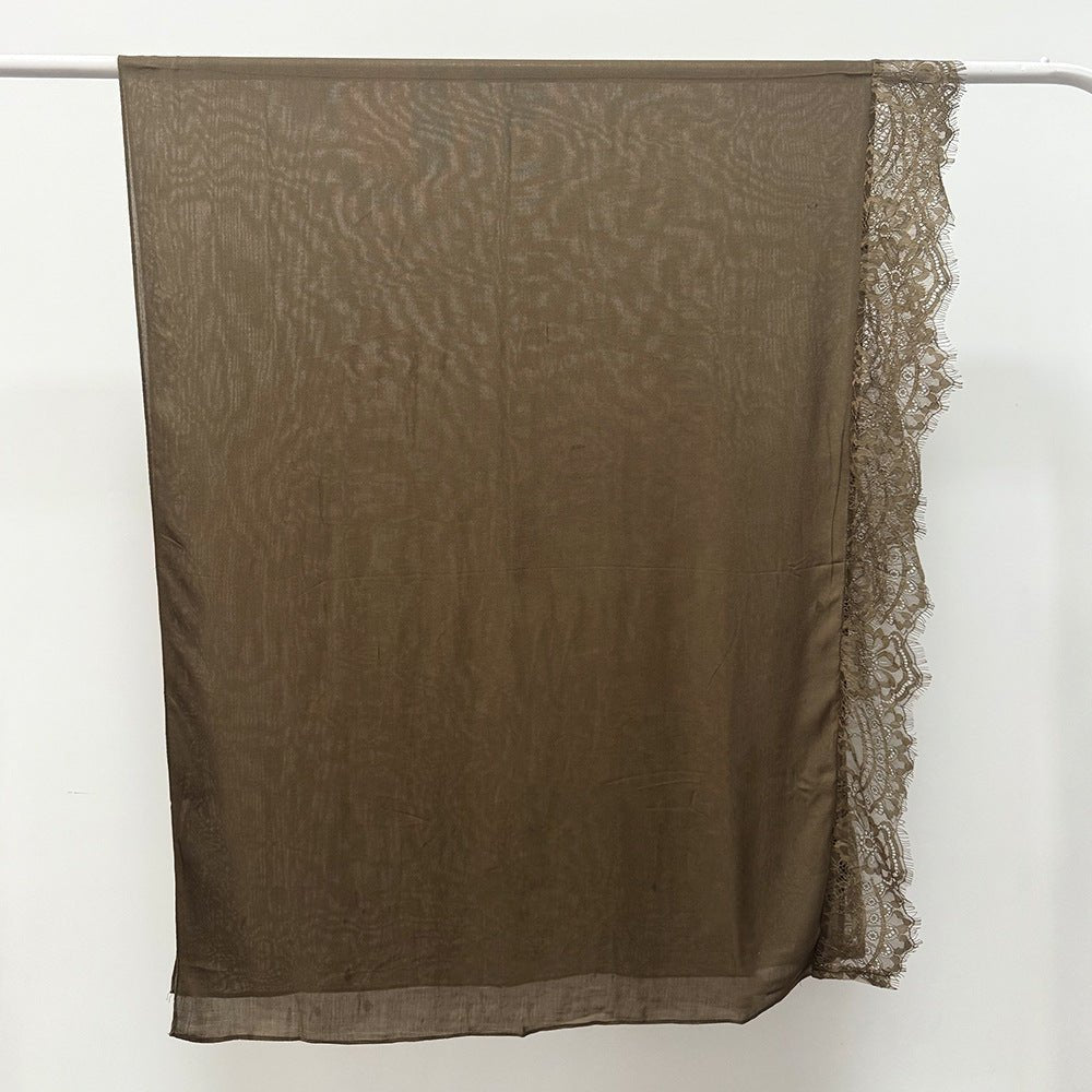Lace Trim Rayon Hijab Scarf(MH211) - Mariam's Collection