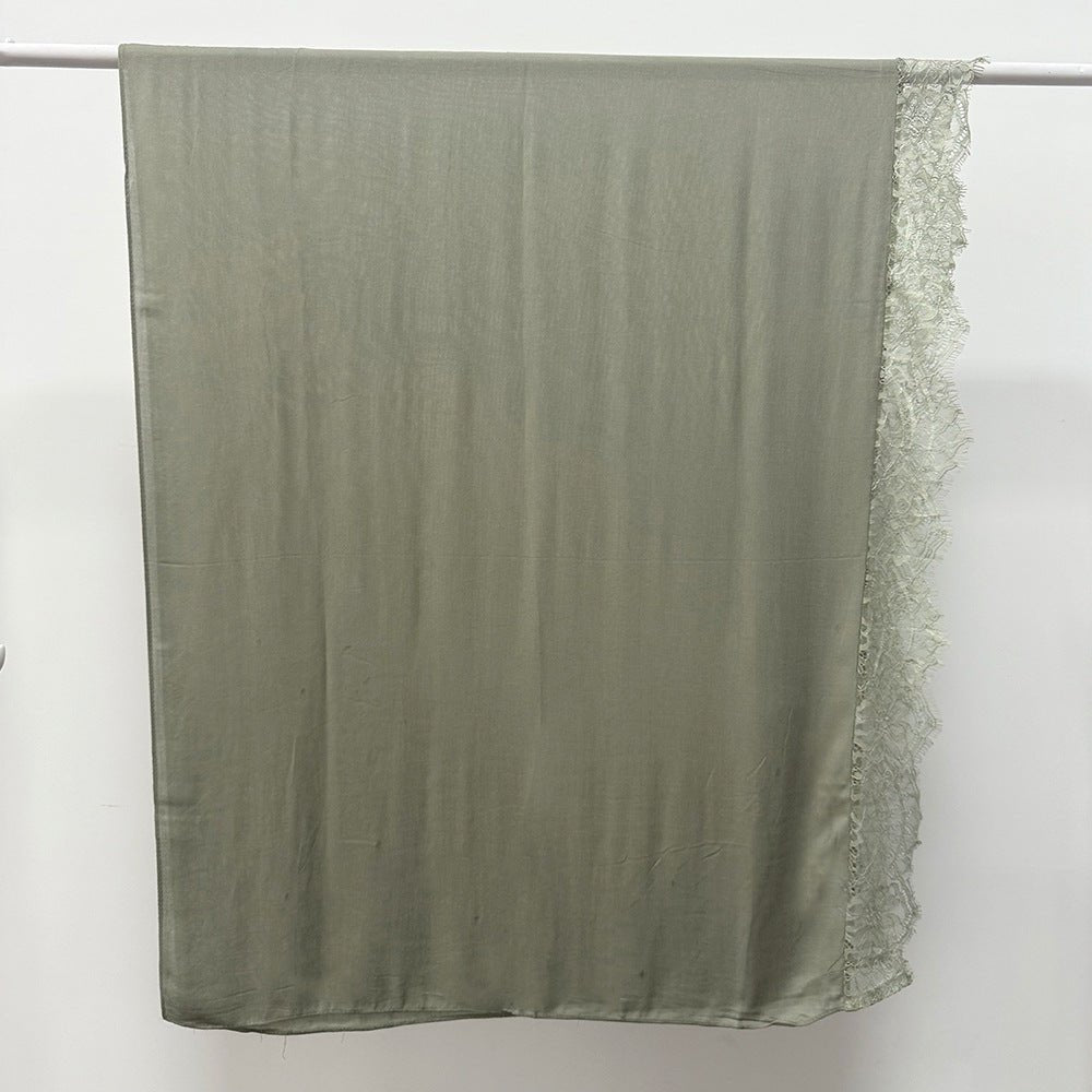 Lace Trim Rayon Hijab Scarf(MH211) - Mariam's Collection