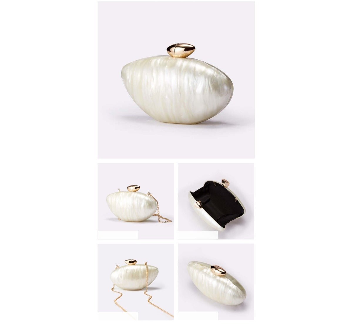legant Marble Textured Pearlescent Bullet Acrylic Evening Clutch with Detachable Chain for Women(MAC256) - Mariam's Collection