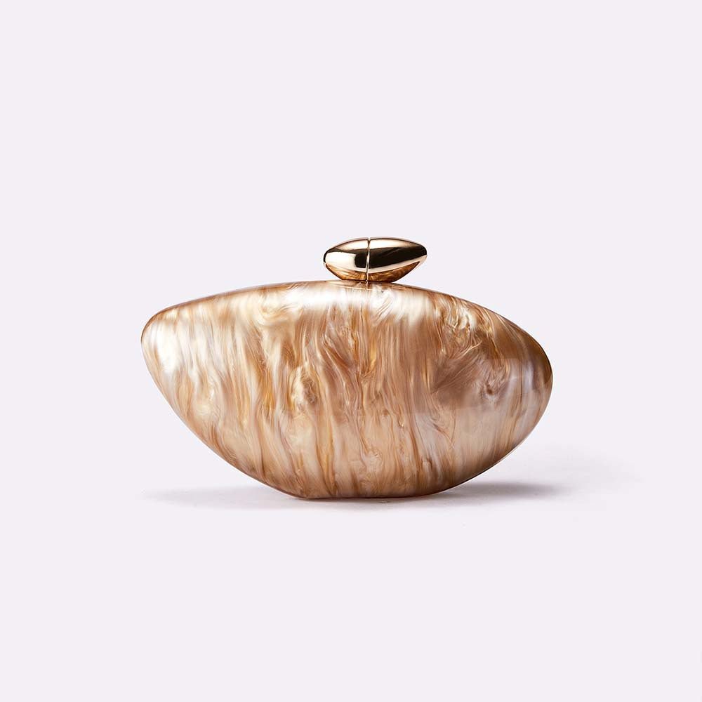 legant Marble Textured Pearlescent Bullet Acrylic Evening Clutch with Detachable Chain for Women(MAC256) - Mariam's Collection