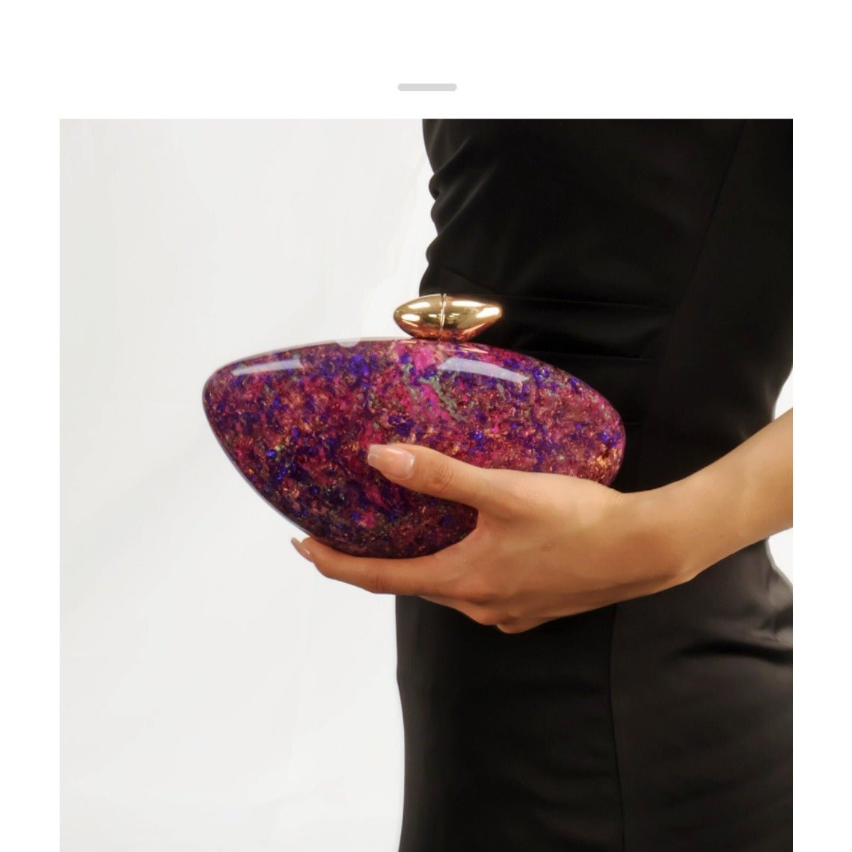 legant Marble Textured Pearlescent Bullet Acrylic Evening Clutch with Detachable Chain for Women(MAC256) - Mariam's Collection