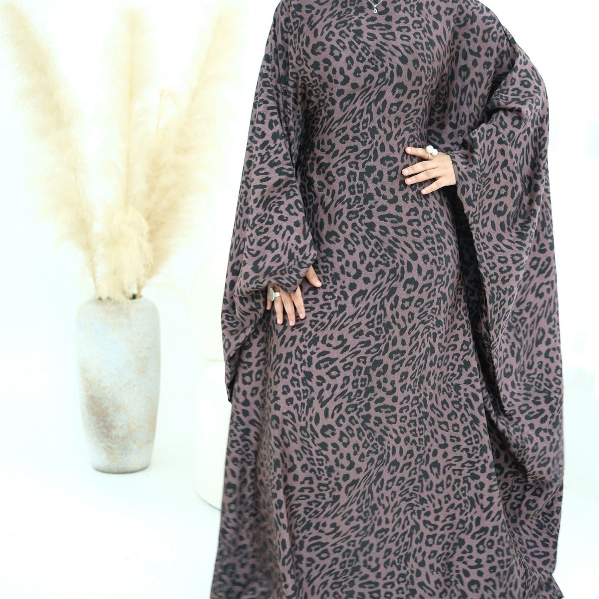 Leopard Print Batwing Maxi Dress(MA447) - Mariam's Collection