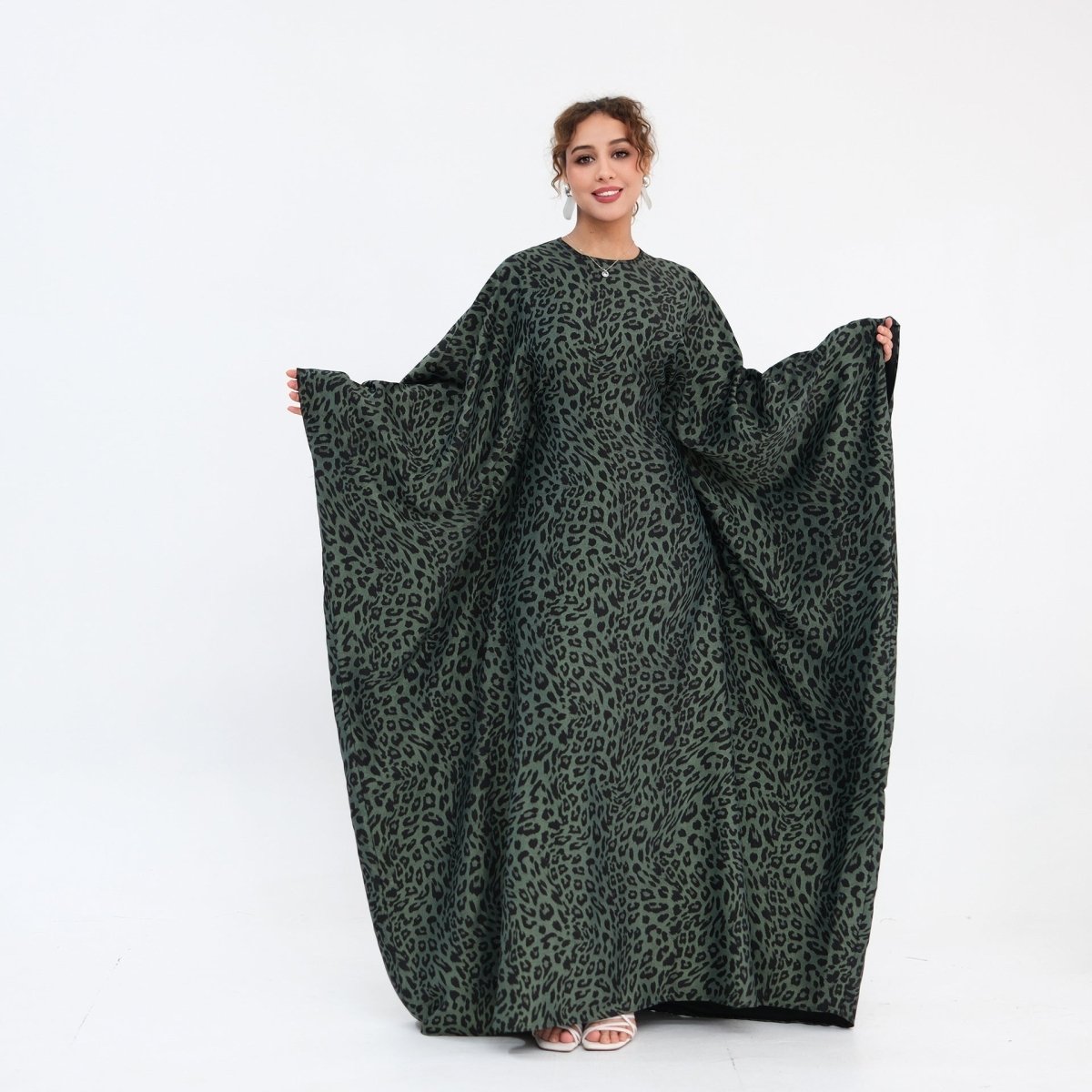 Leopard Print Batwing Maxi Dress(MA447) - Mariam's Collection