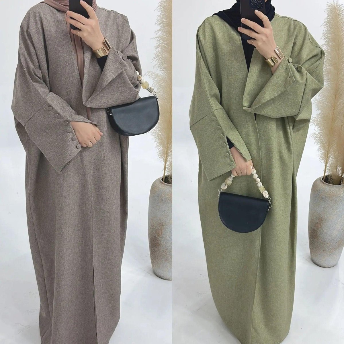 Linen Cardigan Open Abaya (MOA042) - Mariam's Collection