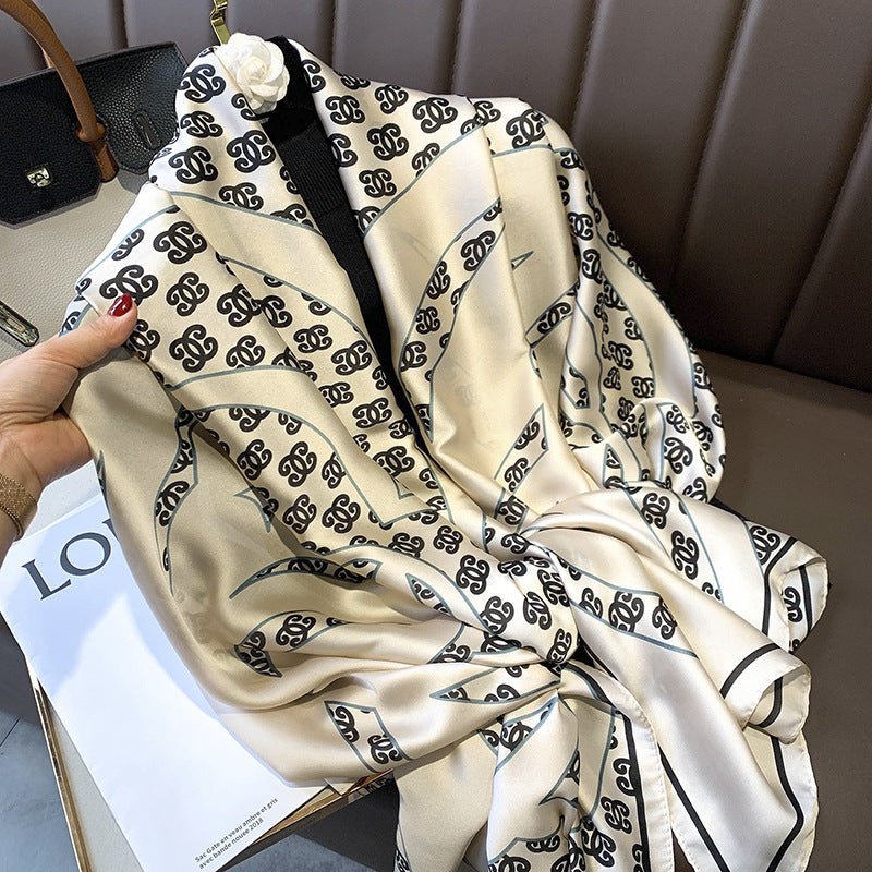 Long - Length Printed Satin Elegance Hijab (MH173) - Mariam's Collection