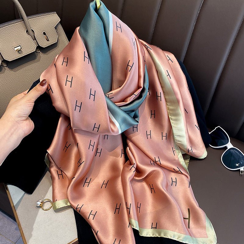 Long - Length Printed Satin Elegance Hijab (MH173) - Mariam's Collection