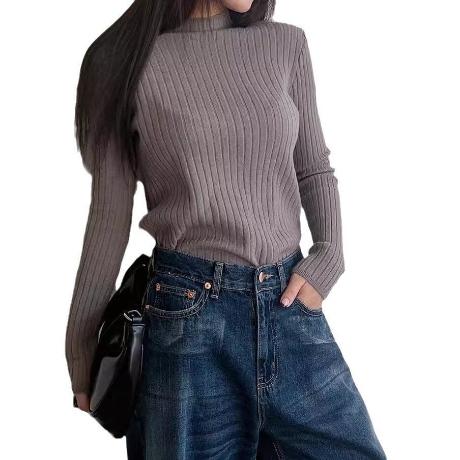 Long Sleeve Pullover Solid Color Knitted Sweater (MS065) - Mariam's Collection