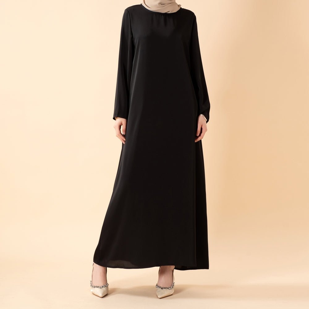 Long Sleeve Satin Inner Dress (MA061) - Mariam's Collection