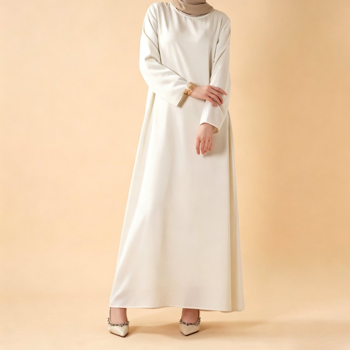 Long Sleeve Satin Inner Dress (MA061) - Mariam's Collection