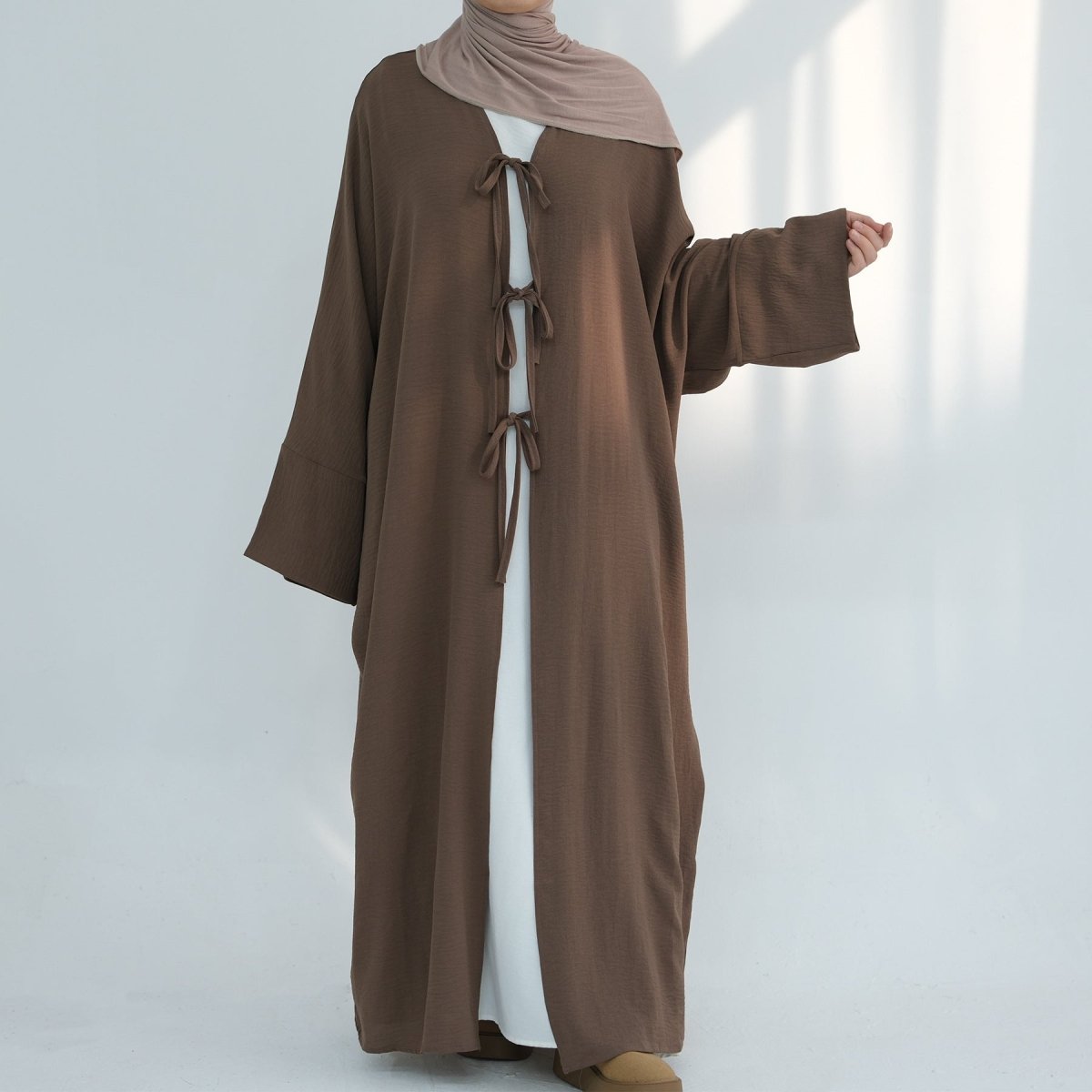 Loose Lace - Up Kimono Open Abaya (MOA107) - Mariam's Collection