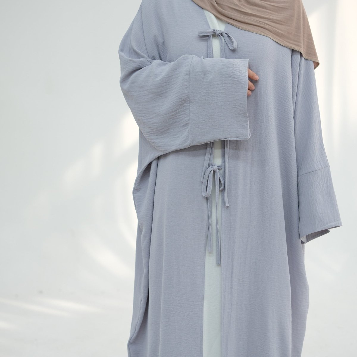 Loose Lace - Up Kimono Open Abaya (MOA107) - Mariam's Collection