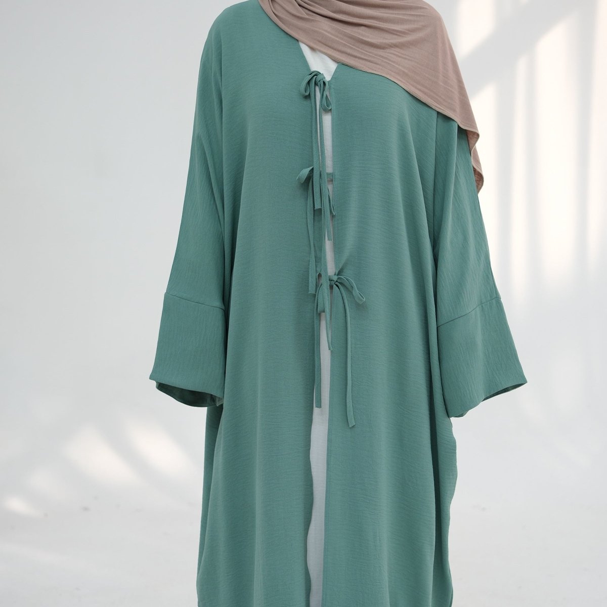 Loose Lace - Up Kimono Open Abaya (MOA107) - Mariam's Collection