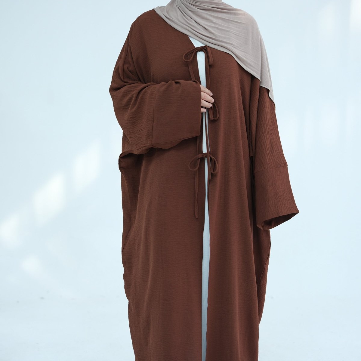 Loose Lace - Up Kimono Open Abaya (MOA107) - Mariam's Collection