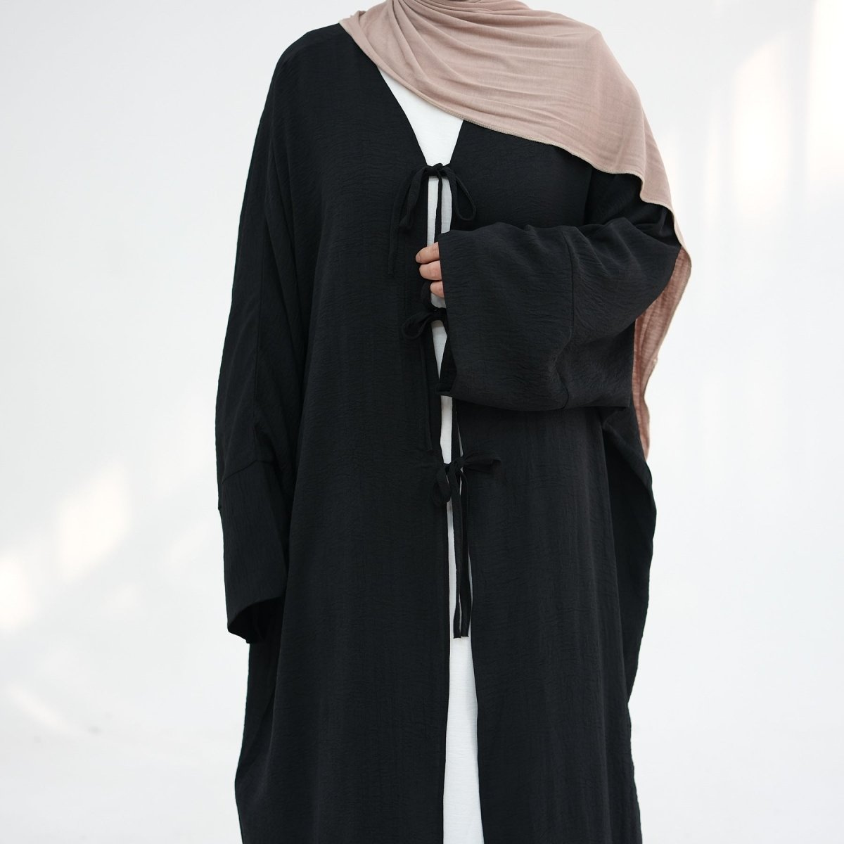 Loose Lace - Up Kimono Open Abaya (MOA107) - Mariam's Collection