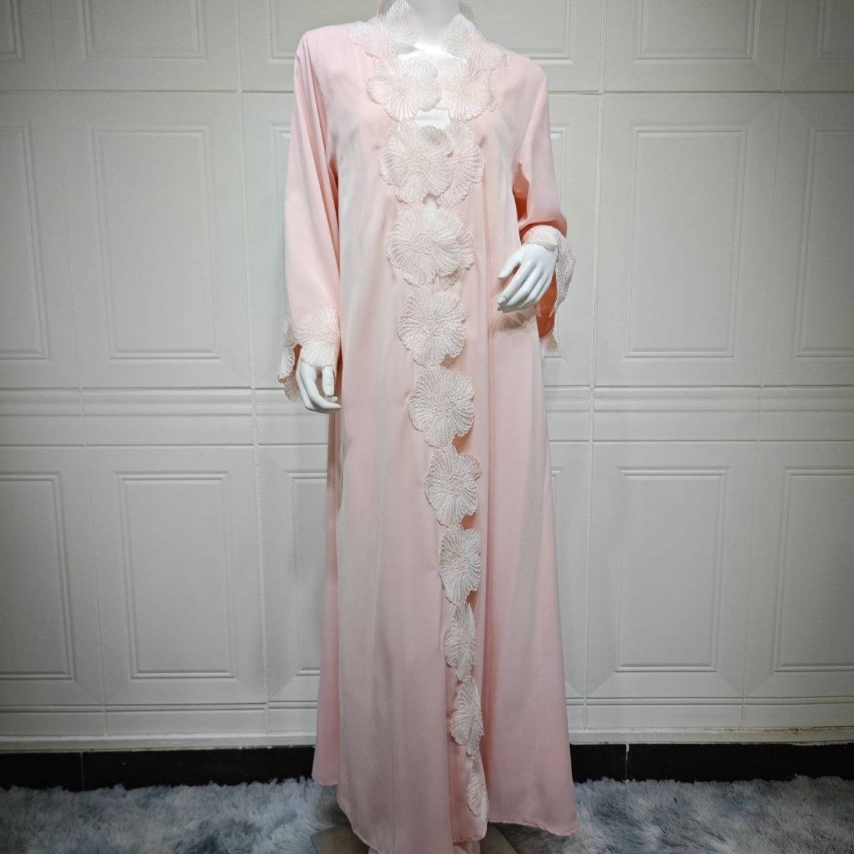 loral Appliqué Open Abaya(MOA286) - Mariam's Collection