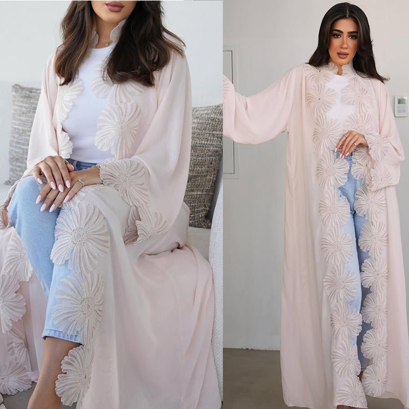 loral Appliqué Open Abaya(MOA286) - Mariam's Collection