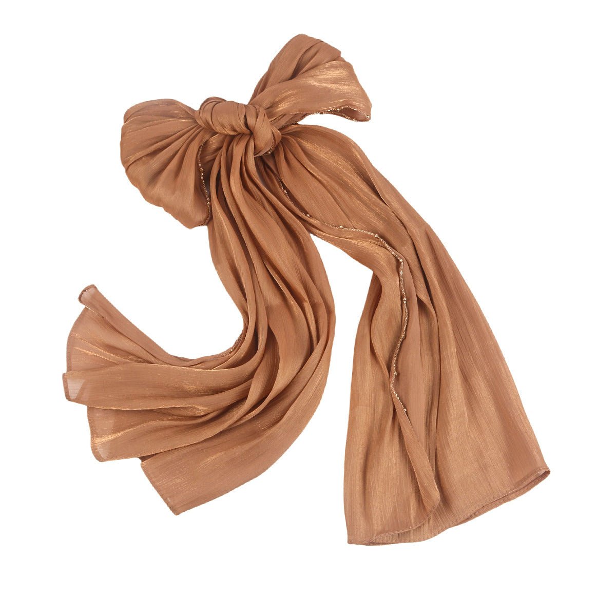 Lustrous Thread Hijab with Satin & Crinkle Texture, Featuring Metal Chain (MH142) - Mariam's Collection