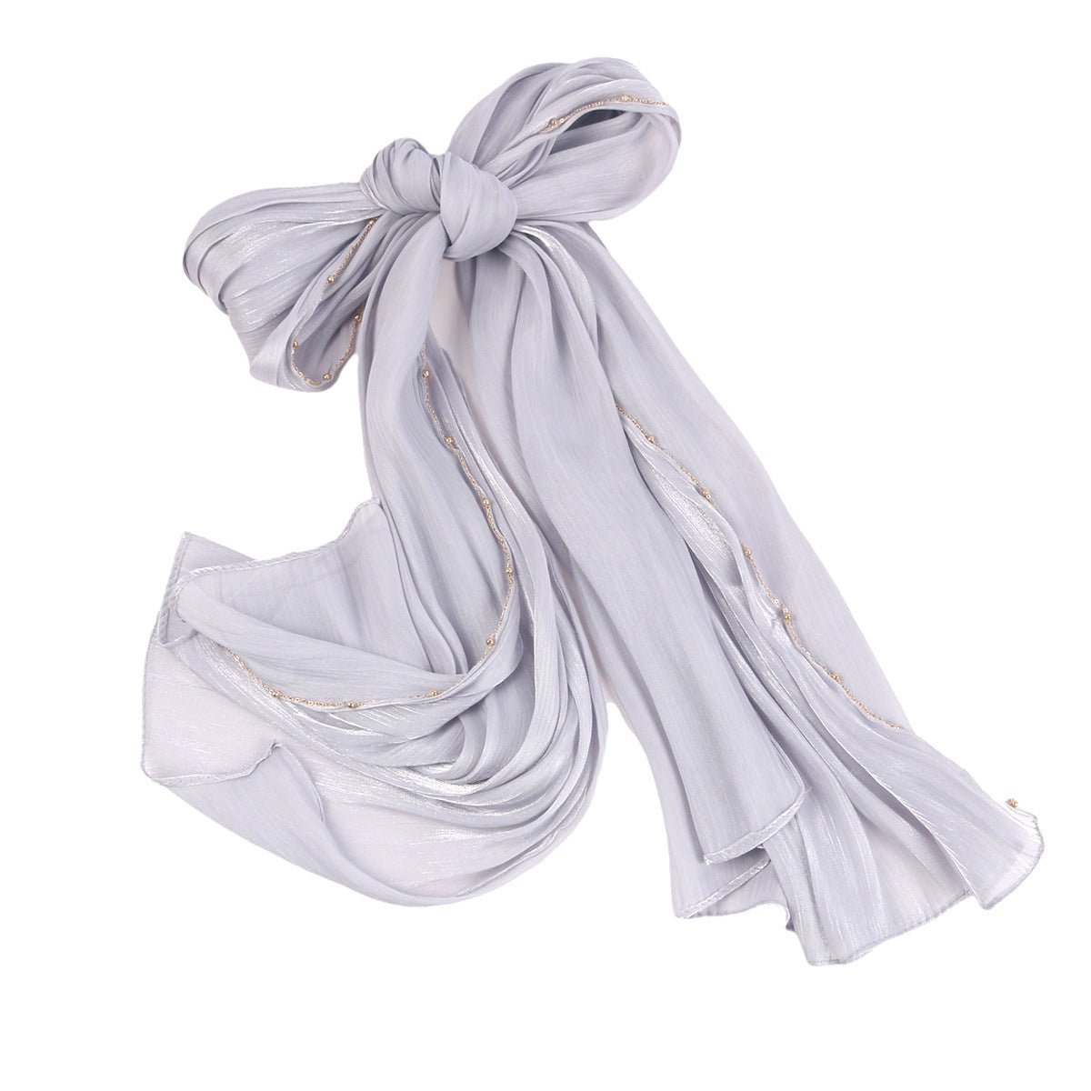 Lustrous Thread Hijab with Satin & Crinkle Texture, Featuring Metal Chain (MH142) - Mariam's Collection