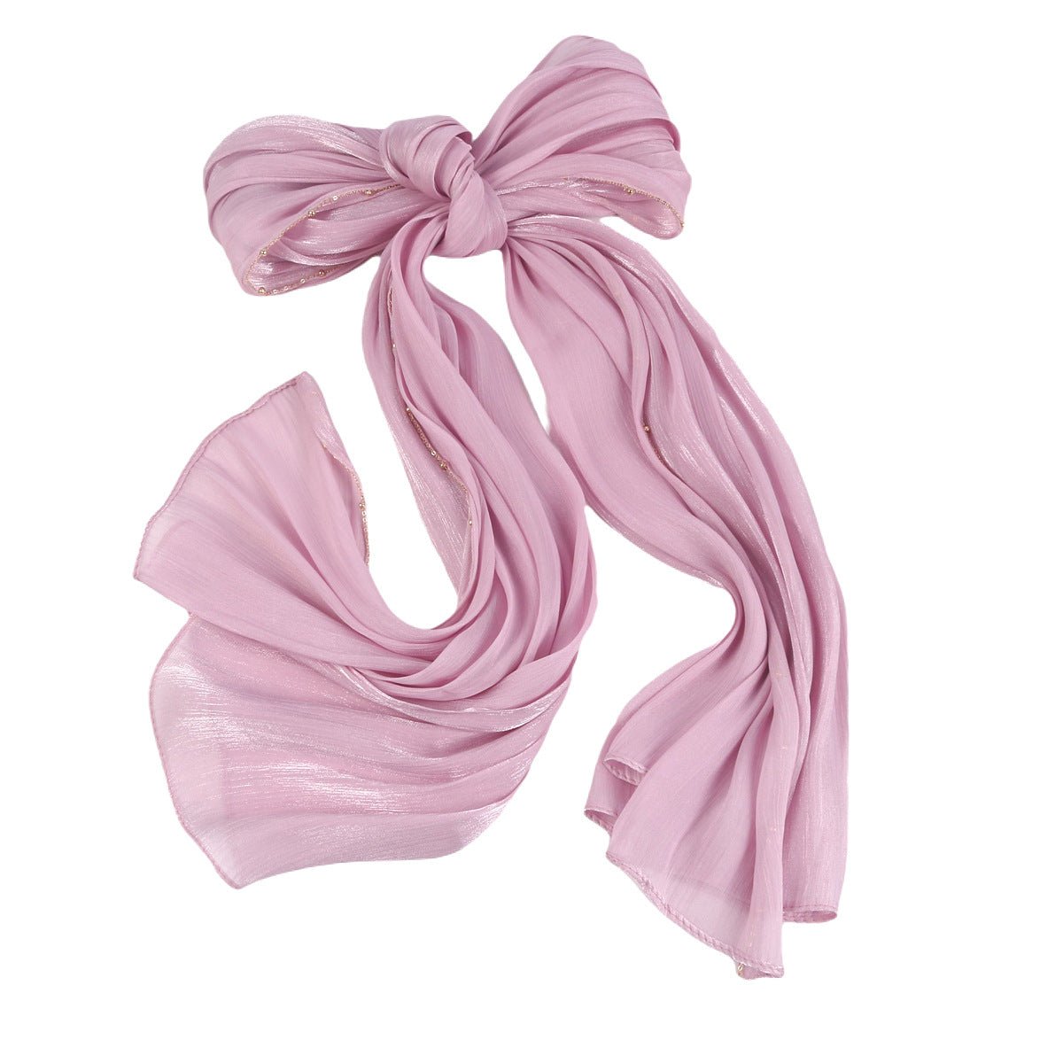 Lustrous Thread Hijab with Satin & Crinkle Texture, Featuring Metal Chain (MH142) - Mariam's Collection