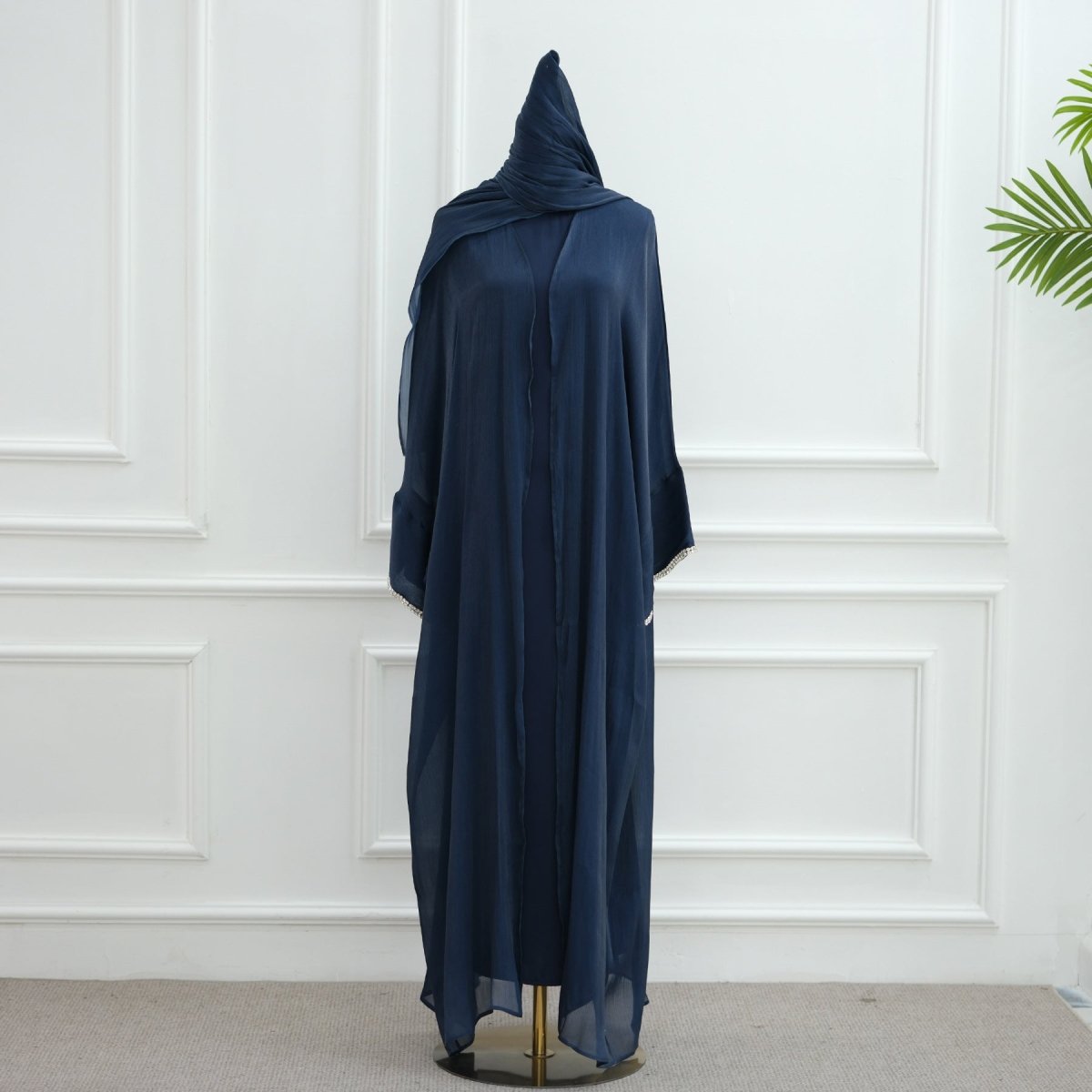 Luxe Beaded Cardigan Abaya | Modest Luxury Evening Wear Beading - Embellished Robes (MOA195) - Mariam's Collection