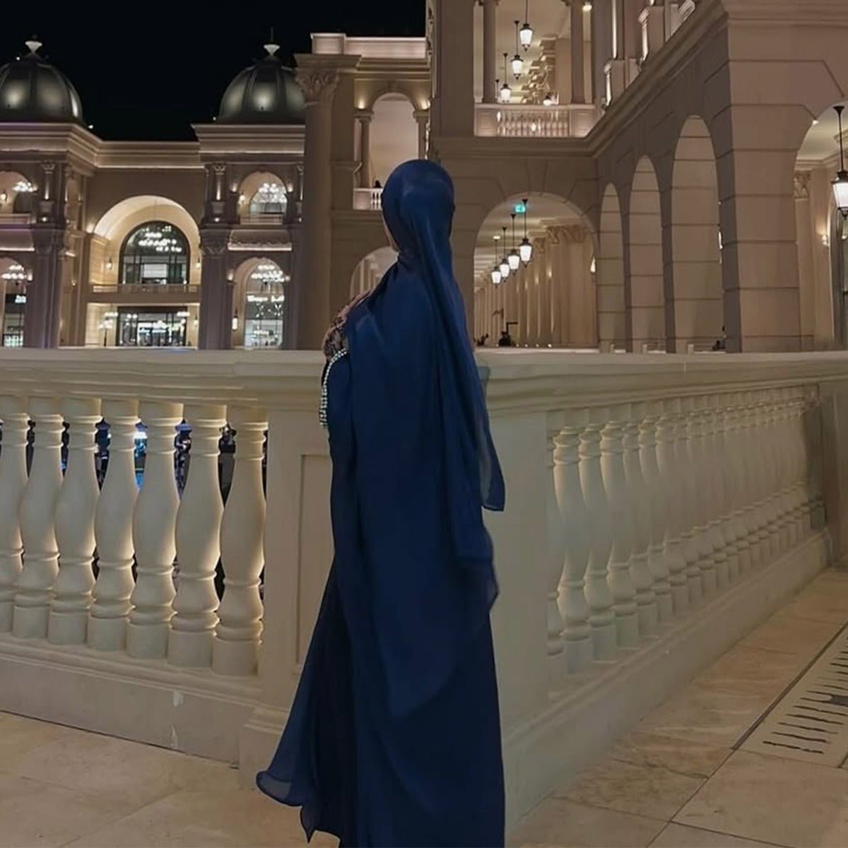 Luxe Beaded Cardigan Abaya | Modest Luxury Evening Wear Beading - Embellished Robes (MOA195) - Mariam's Collection
