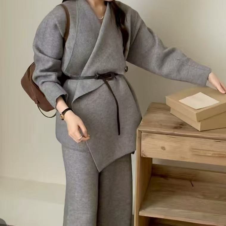 Luxe Knit Blazer & Wide - Leg Pants Set(MS197) - Mariam's Collection